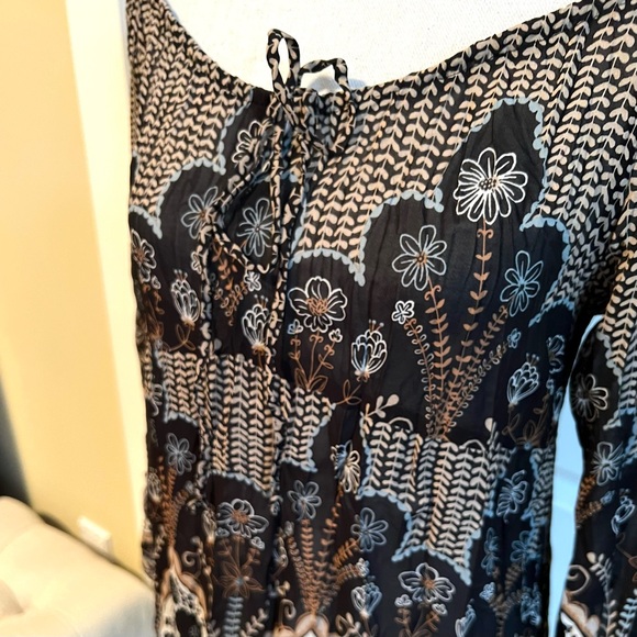 Sheer dress tunic with Boho Vibes from Fire Los Angeles in Black with Blues - Picture 2 of 5